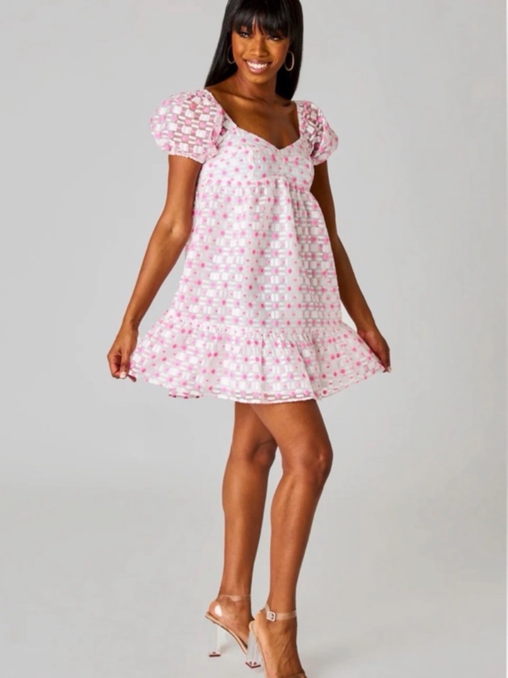 Buddy Love Diego White And Pink Babydoll Mini Dress